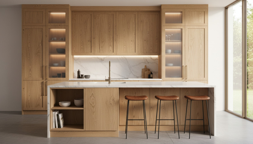 Thi công tủ bếp gỗ tự nhiên Quảng Ngãi - HD Design