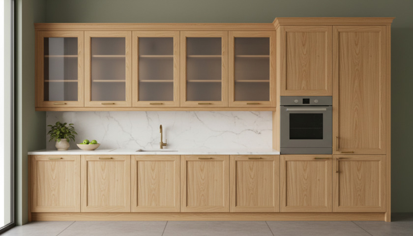 tủ bếp gỗ tự nhiên Thi công tủ bếp gỗ tự nhiên Quảng Ngãi - HD Design