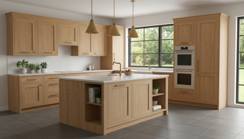 tủ bếp gỗ tự nhiên Thi công tủ bếp gỗ tự nhiên Quảng Ngãi - HD Design